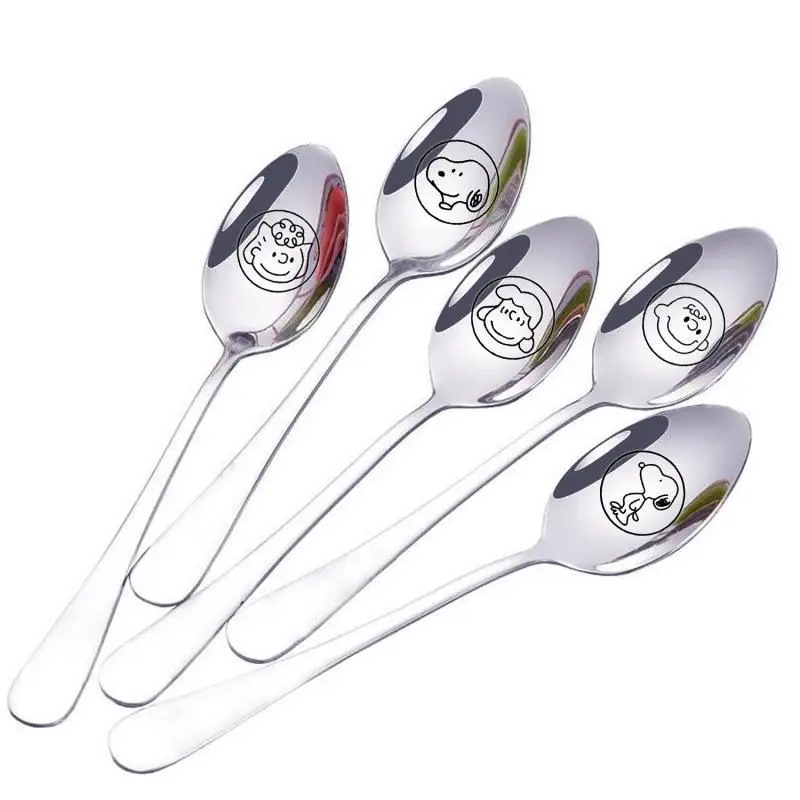 

Cartoon Snoopy Spoon Anime Snoopys Kawaii Stainless Steel Coffee Fruit Dessert Drink Long Handle Spoons Students Tableware Gifts