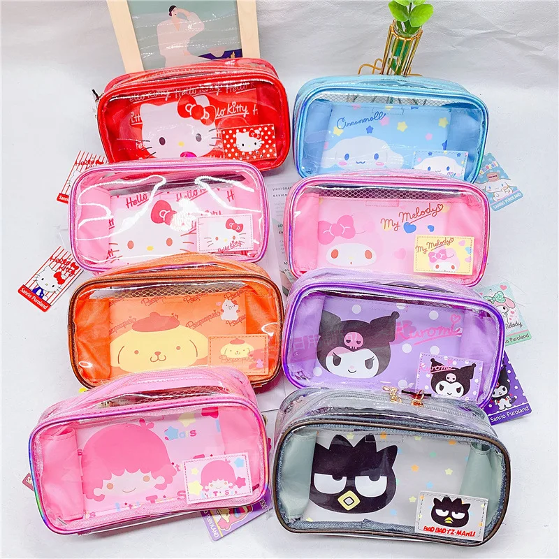 

Kawaii Sanrioed Anime series HelloKitty Kuromi Cinnamoroll cute fashion Cartoon High capacity transparent cosmetic storage bag