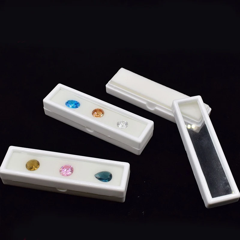 

6/12 шт. пластиковая коробка 3*7 см, стеклянная крышка окна с губкой, драгоценный камень, алмазная витрина для хранения, для организации коллекции, упаковка оптом