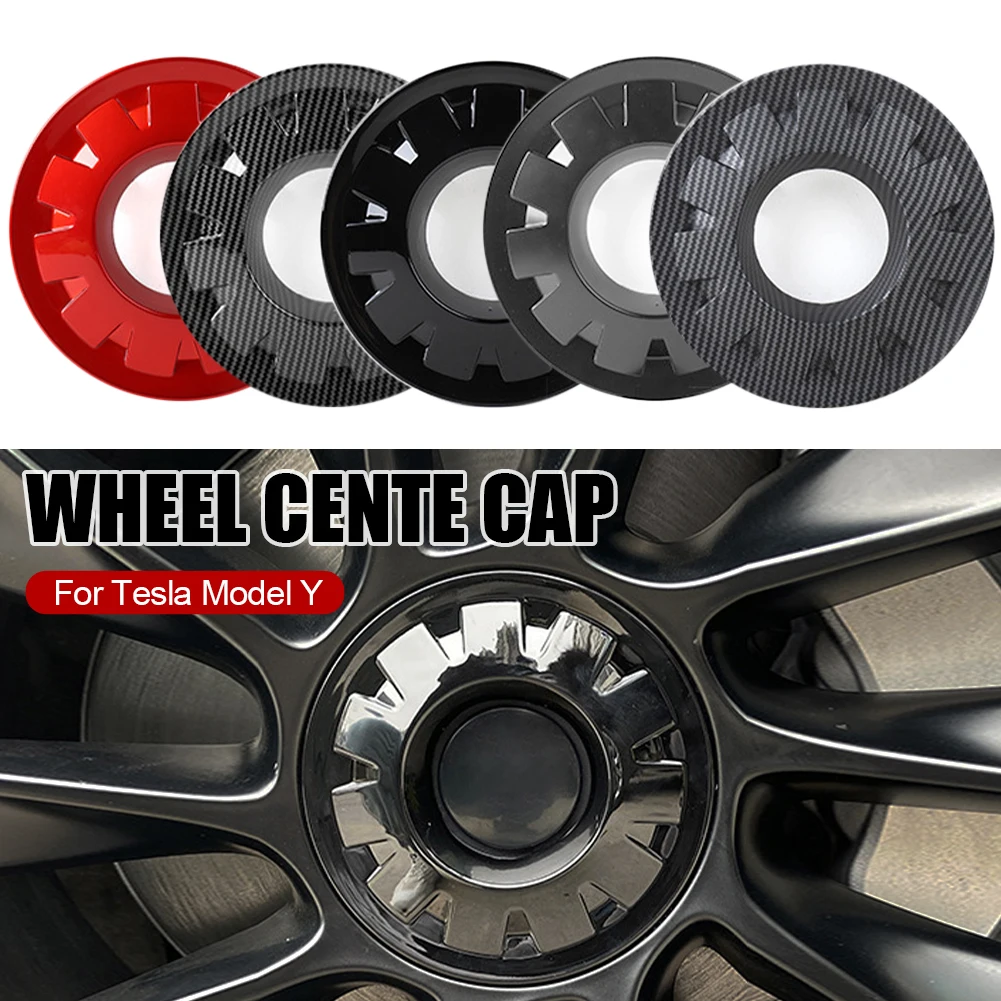 

For Tesla Model Y Car Wheel Center Cap Hub Cover Carbon Fiber ABS 20 inch Wheel Hub Cover Car Decoration Exterior Accessories
