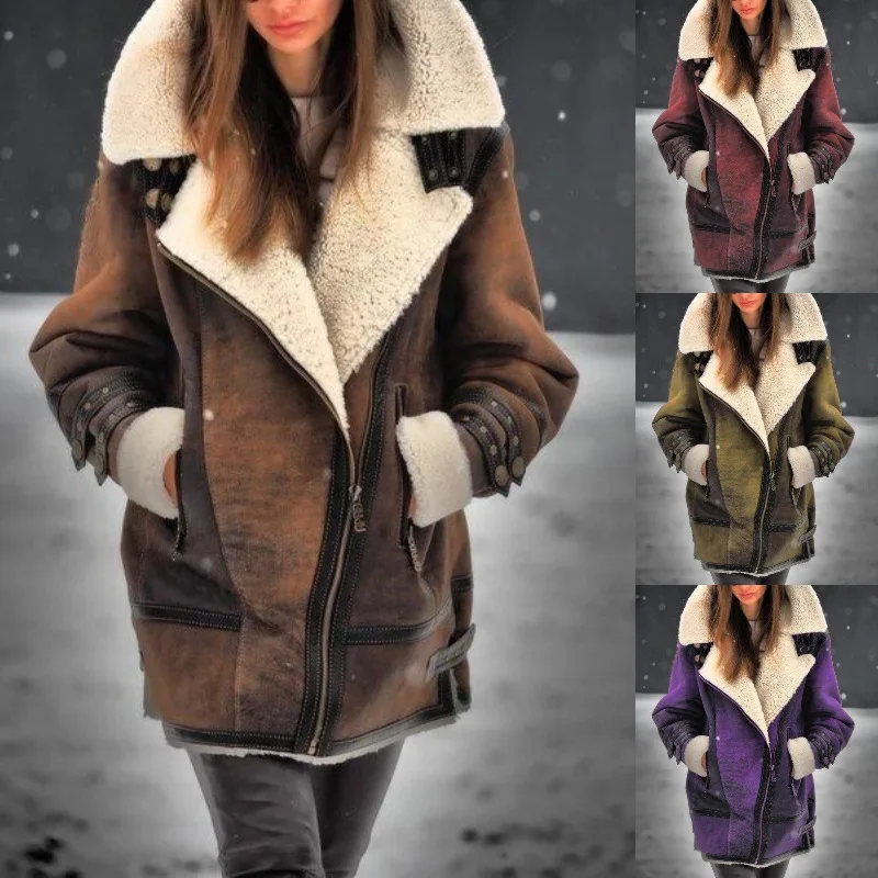 2022 Winter New Thickened Fur Integrated Women Coat Warm Overcoat