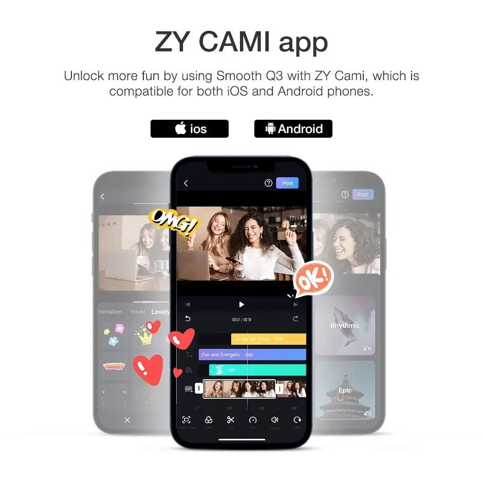 ZHIYUN SMOOTH Q3 Gimbal Смартфон 3-осевой телефон Подвесы Портативный стабилизатор для iPhone