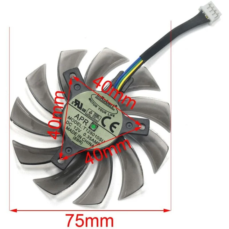 75 мм для ASUS GTX770 HD7770 HD7790 HD7850 Замена вентилятора 4-контактный FD7010H12S 0 35A
