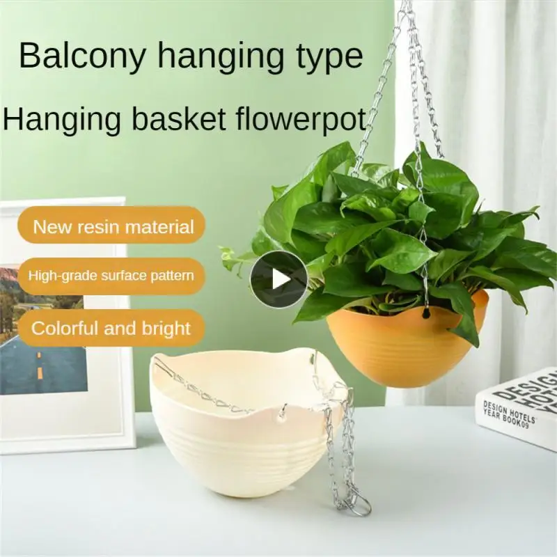 

Pp Resin Material Hanging Basket Flower Pot Safe And Reliable Metal Chain Hook Distribution Flowerpot Lightweight And Durable