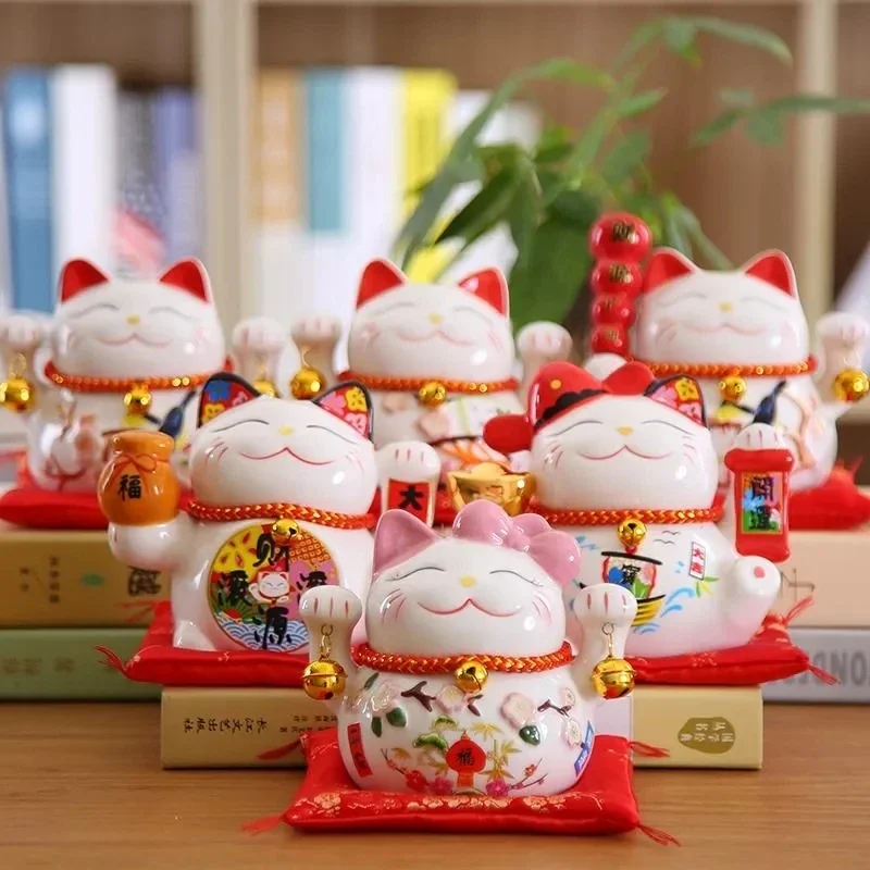 5-дюймовый орнамент Maneki Neko Lucky Cat керамическая статуя кота удачи домашний
