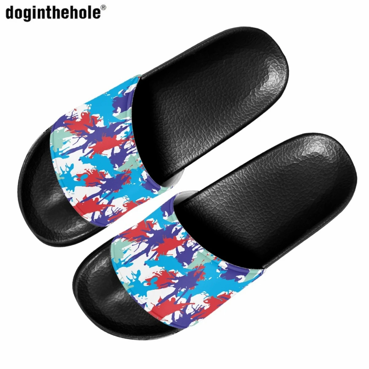

Doginthehole художественные цветные дизайнерские женские Повседневные тапочки с распылителем модные трендовые уличные пляжные сандалии Нескользящие тапочки для пар