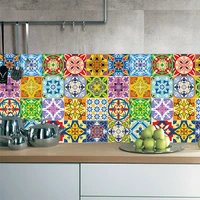 colorful pattern ceramic tiles wall sticker tables bathroom kitchen home decor wall decals waterproof peel stick pvc art mural