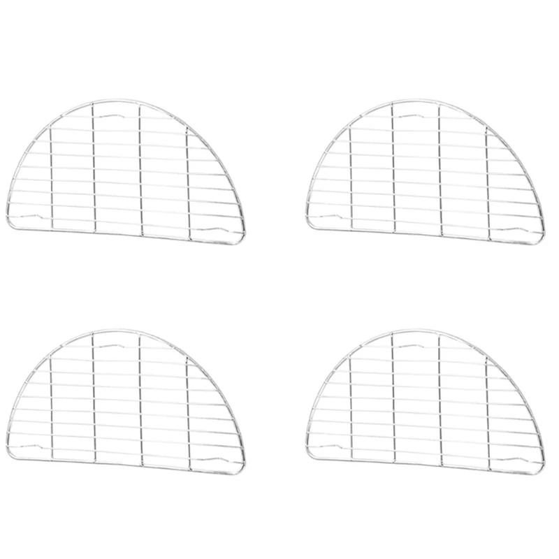 

4Pcs 304 Stainless Steel Semicircular Grill Mesh Oven Mesh Cake Cooler Mesh Air Fryer Grill Accessories