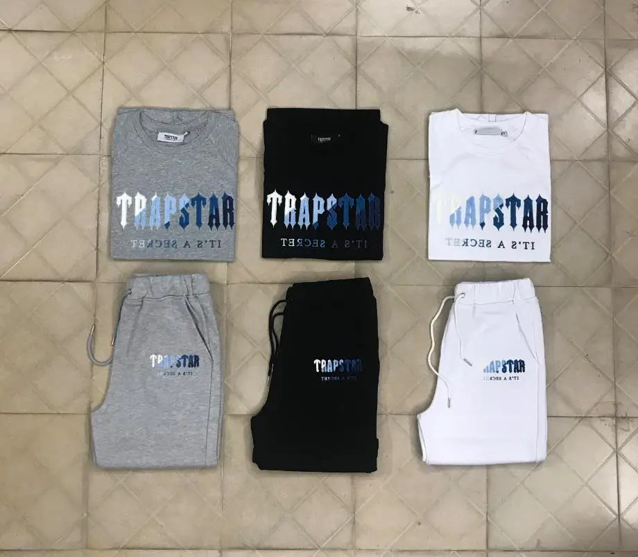 

100% Cotton Trapstar Towel Embroidery High Quality Tracksuit Tops+shorts Hip Hop Trend Streetwear Pullover Men Women Sportswear