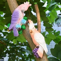 resin parrot statue handmade simulation parrot lawn figurine ornament wall mounted diy outdoor garden tree decoration sculpture