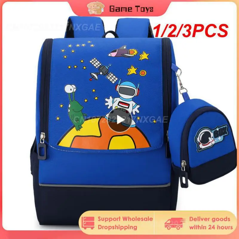 

1/2/3PCS Backpack Children's Kindergarten Primary School Pupils Cartoon Schoolbag +Coin Purse 4-8 Years Old Space Series Bag