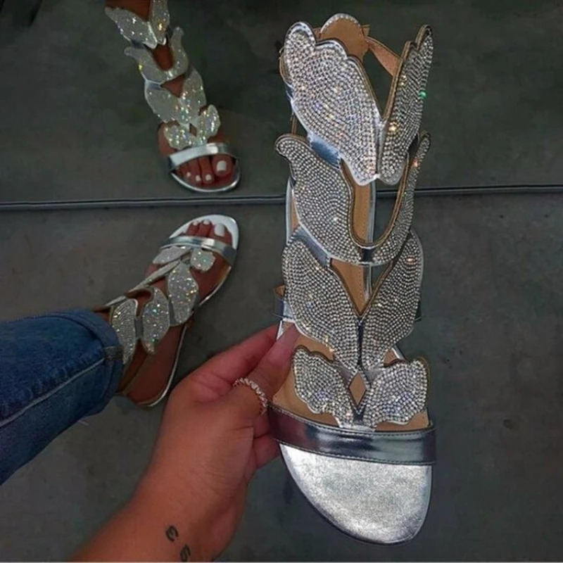 

Women's Shoes New Summer 2023 Butterfly Drill Bigger Sizes Popular Women's Sandals Zapatos Mujer Sandalias De Mujer Verano