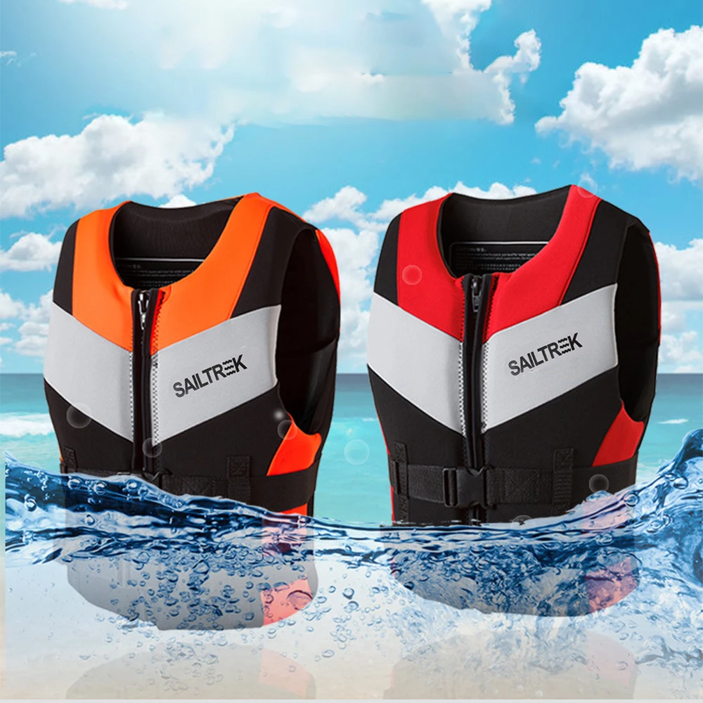 Adults Life Jacket Neoprene Safety Life Vest Swimming Drifting Safety Vest Water Sports Fishing Water Ski Vest Kayaking Boating