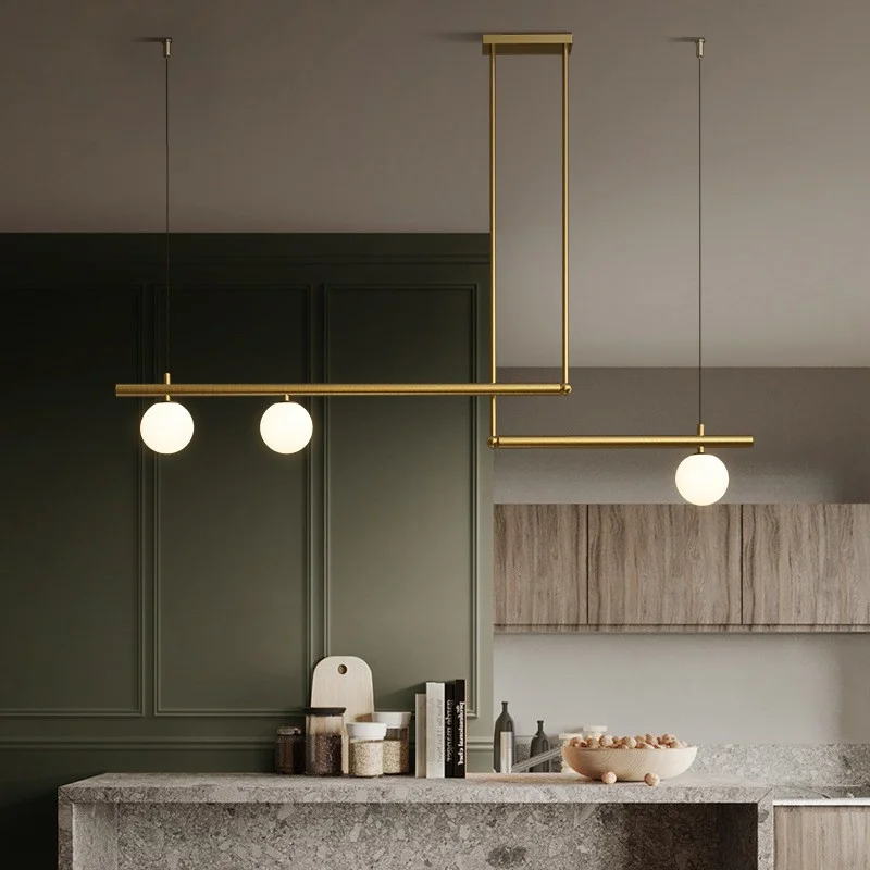 

Chandeliers Light Copper Luxury LED Pendant Light Nordic Dining Room Black Or Gold Long Hanging Lamp Coffee Bar Restaurant Glass