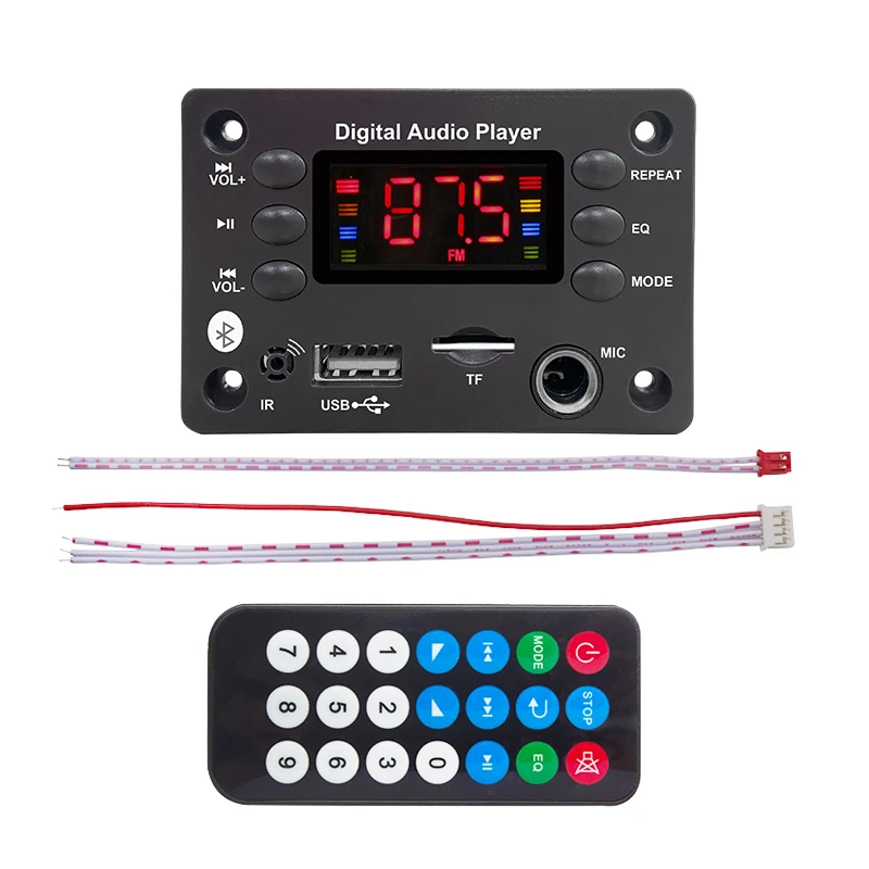 

5-12 В Bluetooth 5,3 MP3-декодер, беспроводной автомобильный аудио USB TF FM-радио модуль, цветной экран, MP3-плеер с дистанционным управлением