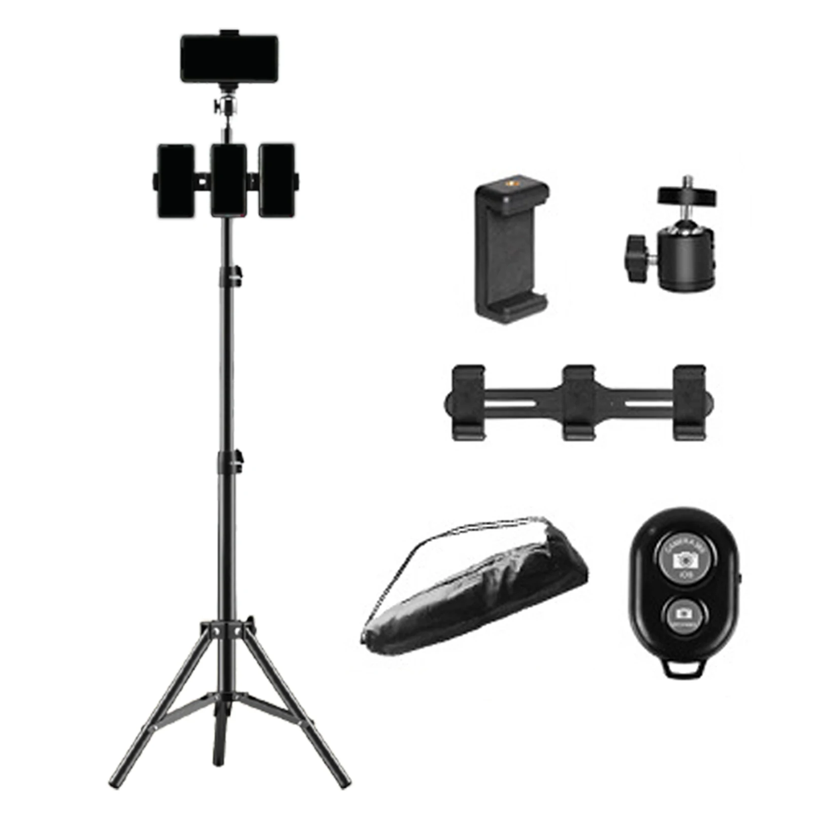 

Mobile Phone Adjustable Desktop Tripod Home Travel Black Live Streaming Foldable For Selfies Stable Universal Carbon Alloy Steel