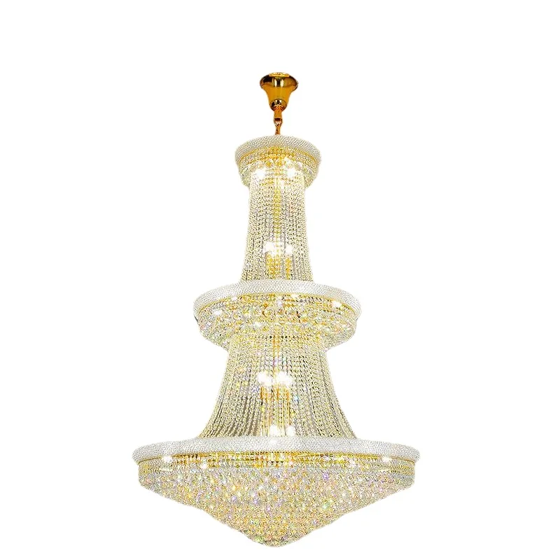 

Golden crystal chandelier living room lamp modern chandelier luxury large duplex building villa hotel lobby ladder decorationCD