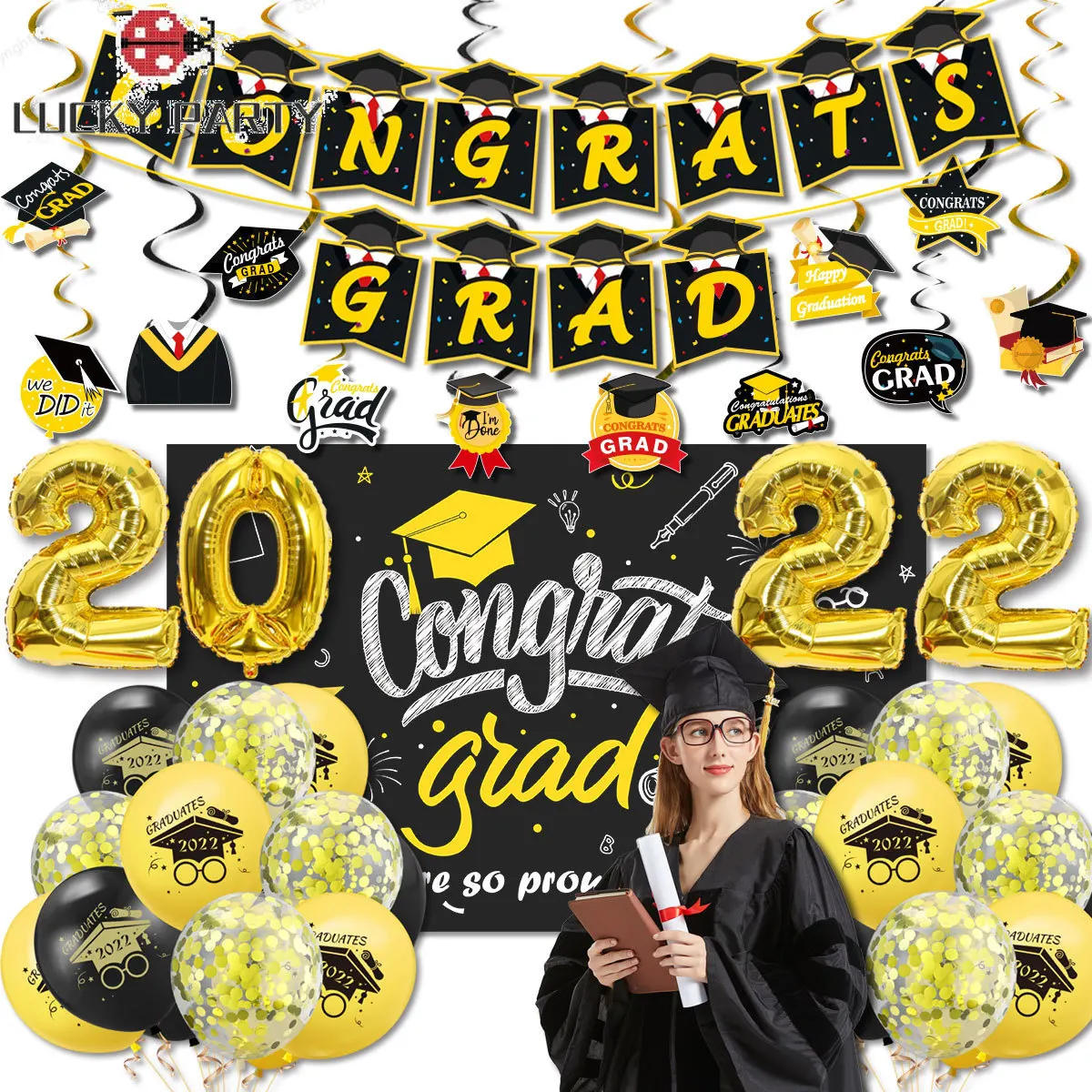 

Congrats Graduation Gold Balloons 2022 Grad Party Decor Graduation Season Theme Parti Balloons Happy Graduation Baloons