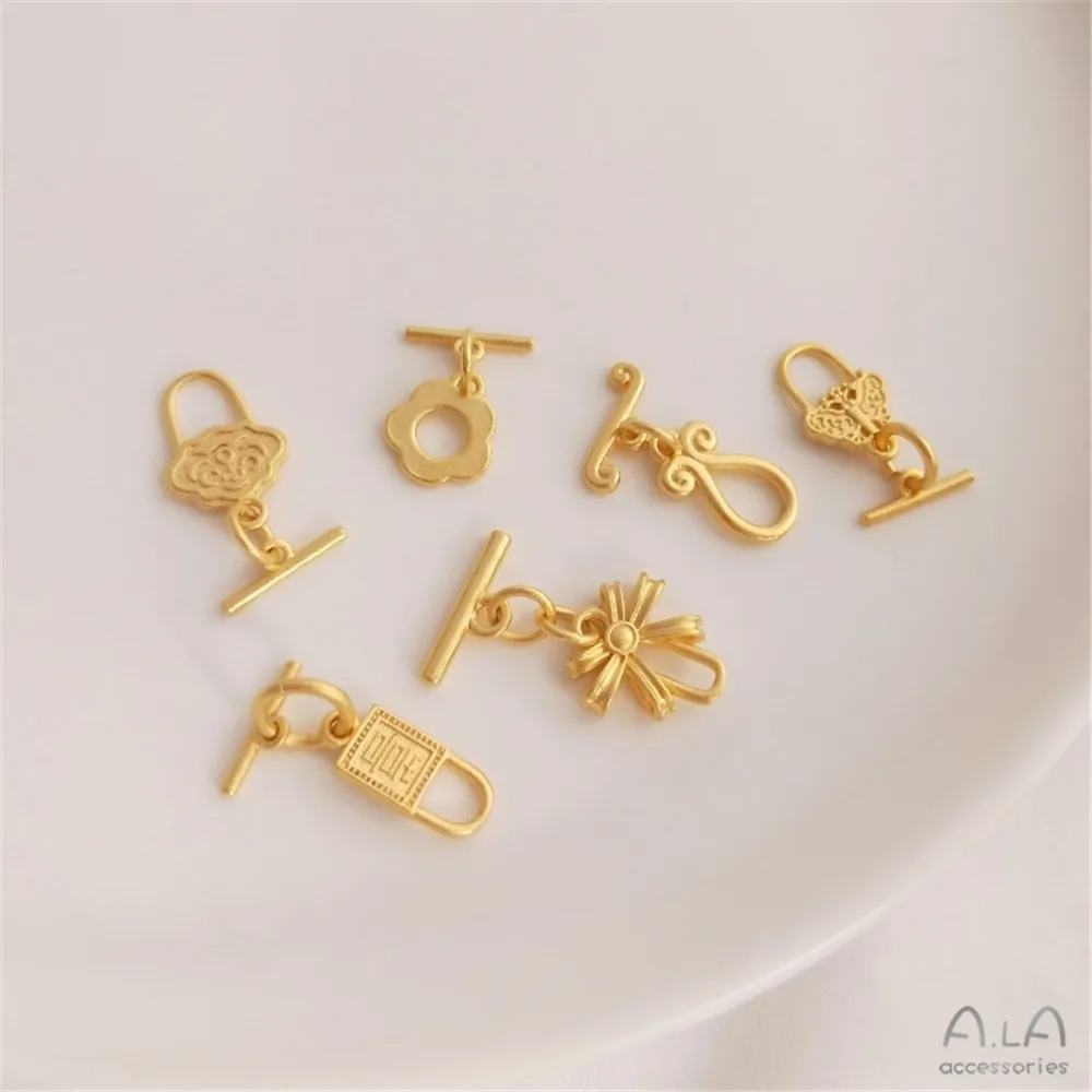 

Strong color preserving gold bow flower OT button handmade accessories DIY hand string necklace jewelry button connection button