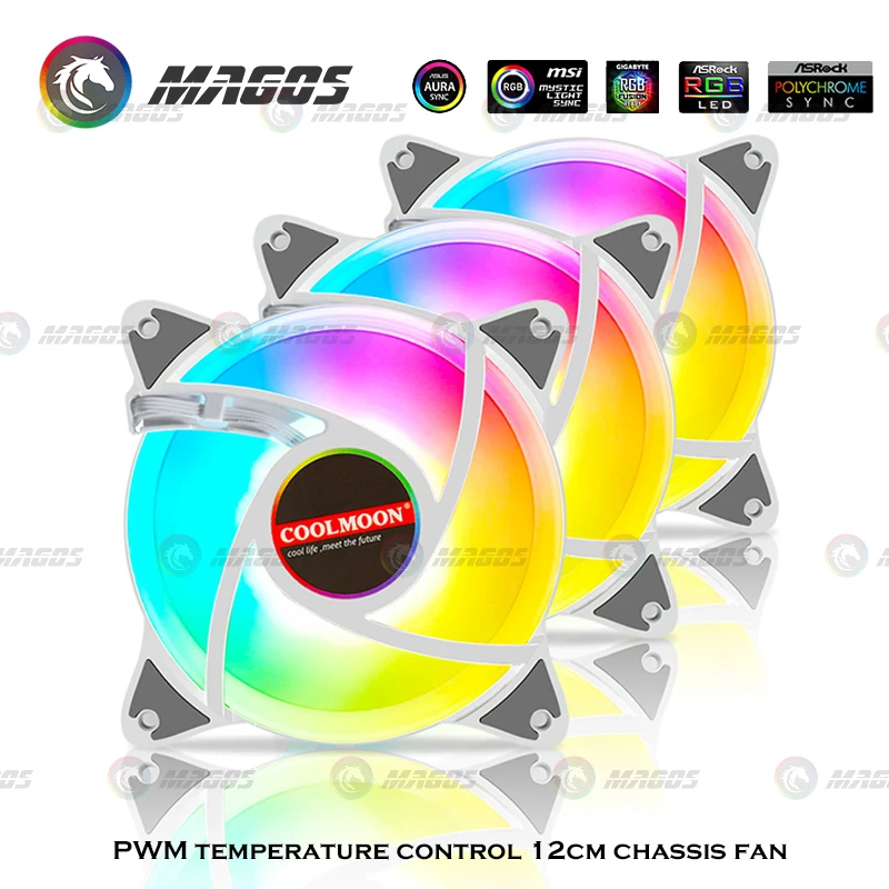

120mm PWM Temperature Control RGB Case Fan 12cm PC Cooling Fan 5V 3Pin ARGB Synchronous CPU Cooling Fan For Gamer Cabinet