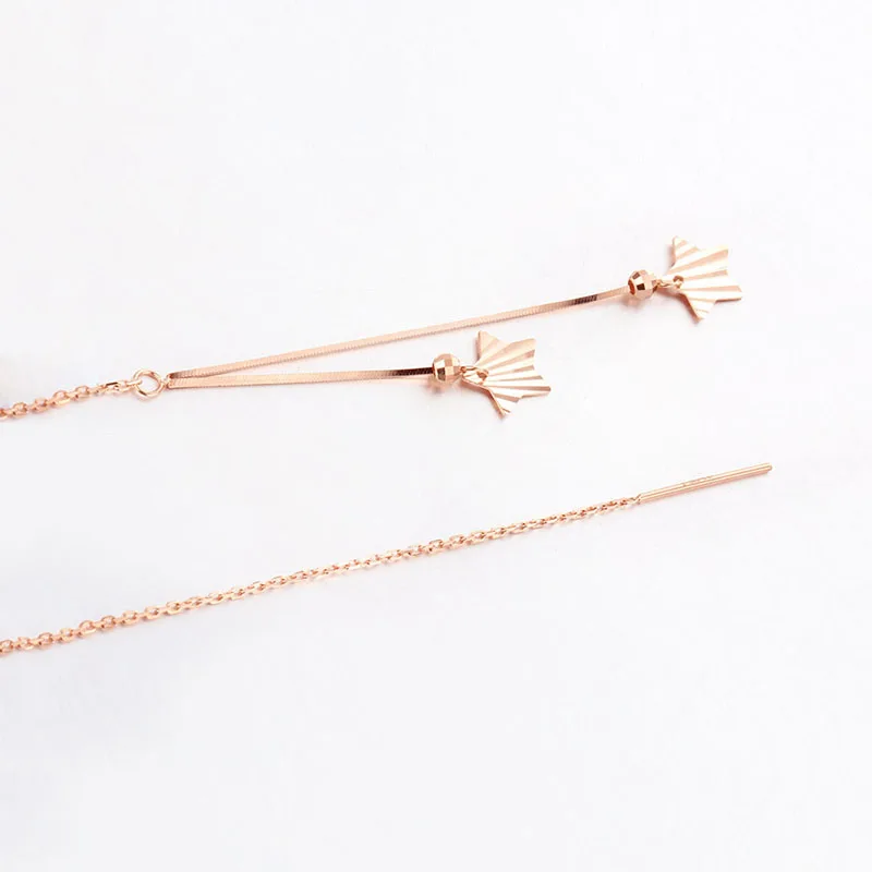 Классические длинные серьги из 585 фиолетового золота со звездами с покрытием 14 к