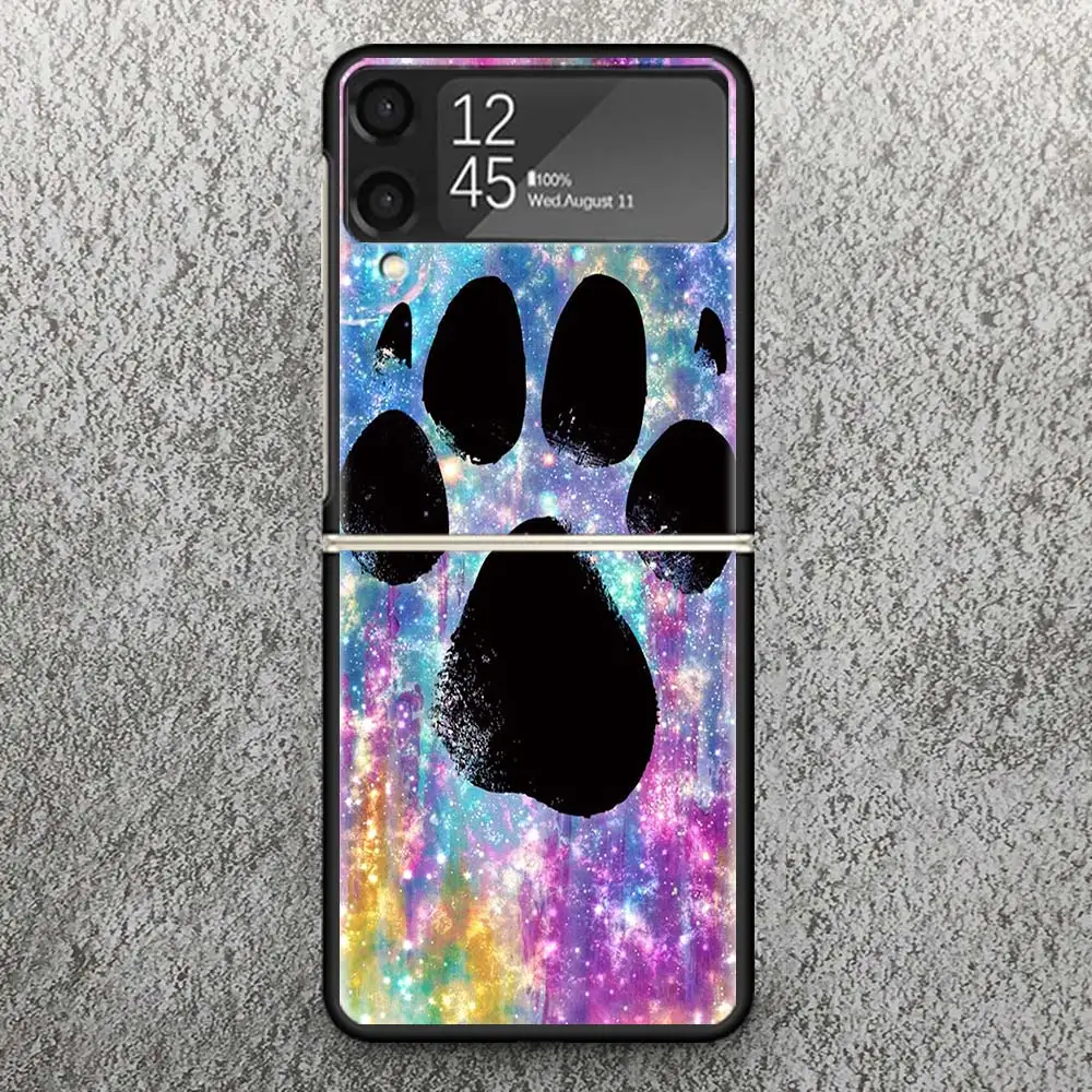 Фото Чехол с изображением собачьей лапы, милый чехол с рисунком для Samsung Galaxy Z Flip 3 4 5 6, флип-чехол для телефона ZFlip6 Flip5 Flip4 Flip3, черный Жесткий чехол с рисунком №3
