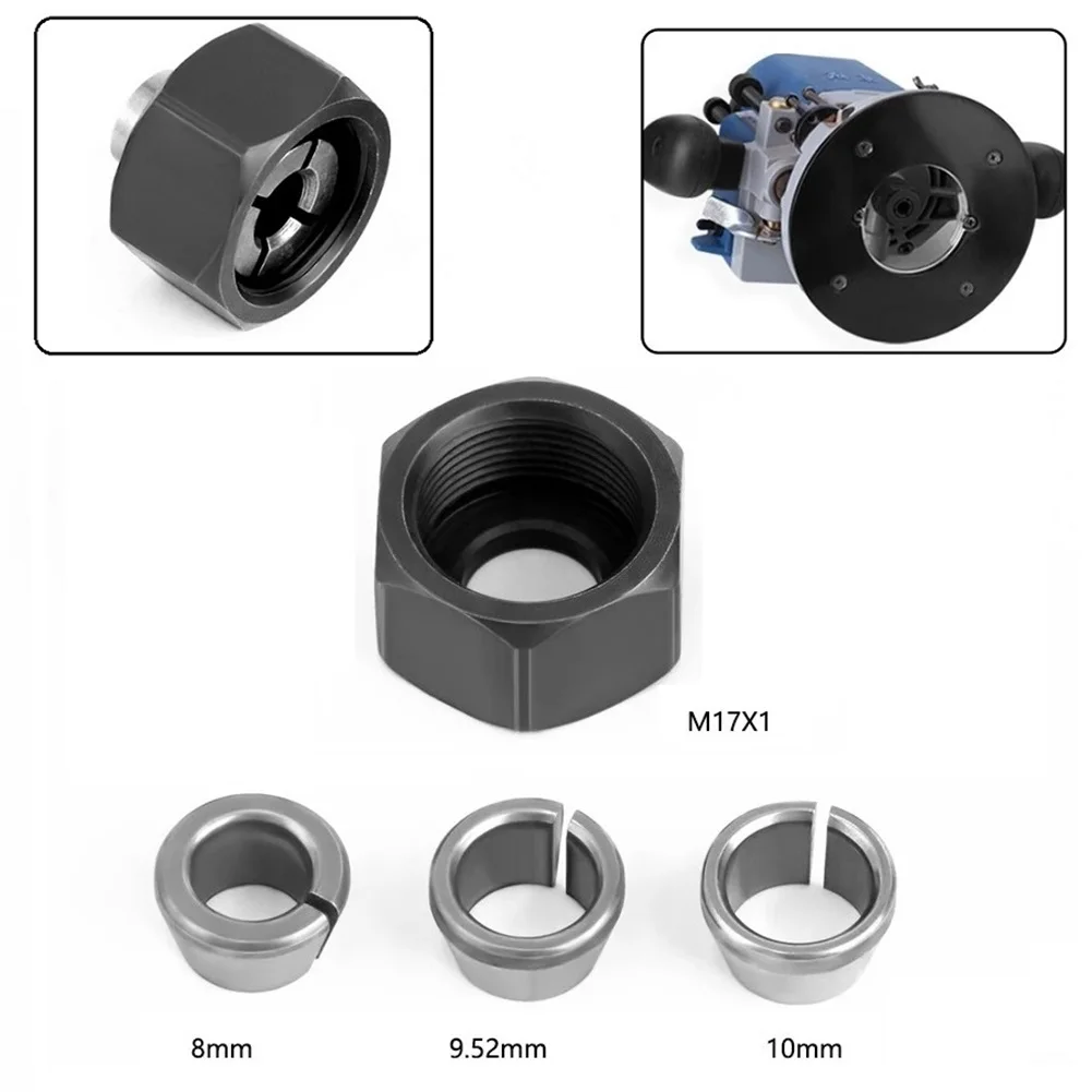 

4pcs/set M17 10mm 9.5mm 8mm Collets Chuck With M17 Nut Engraving Trimming Machine Electric Router Milling Cutter Accessories