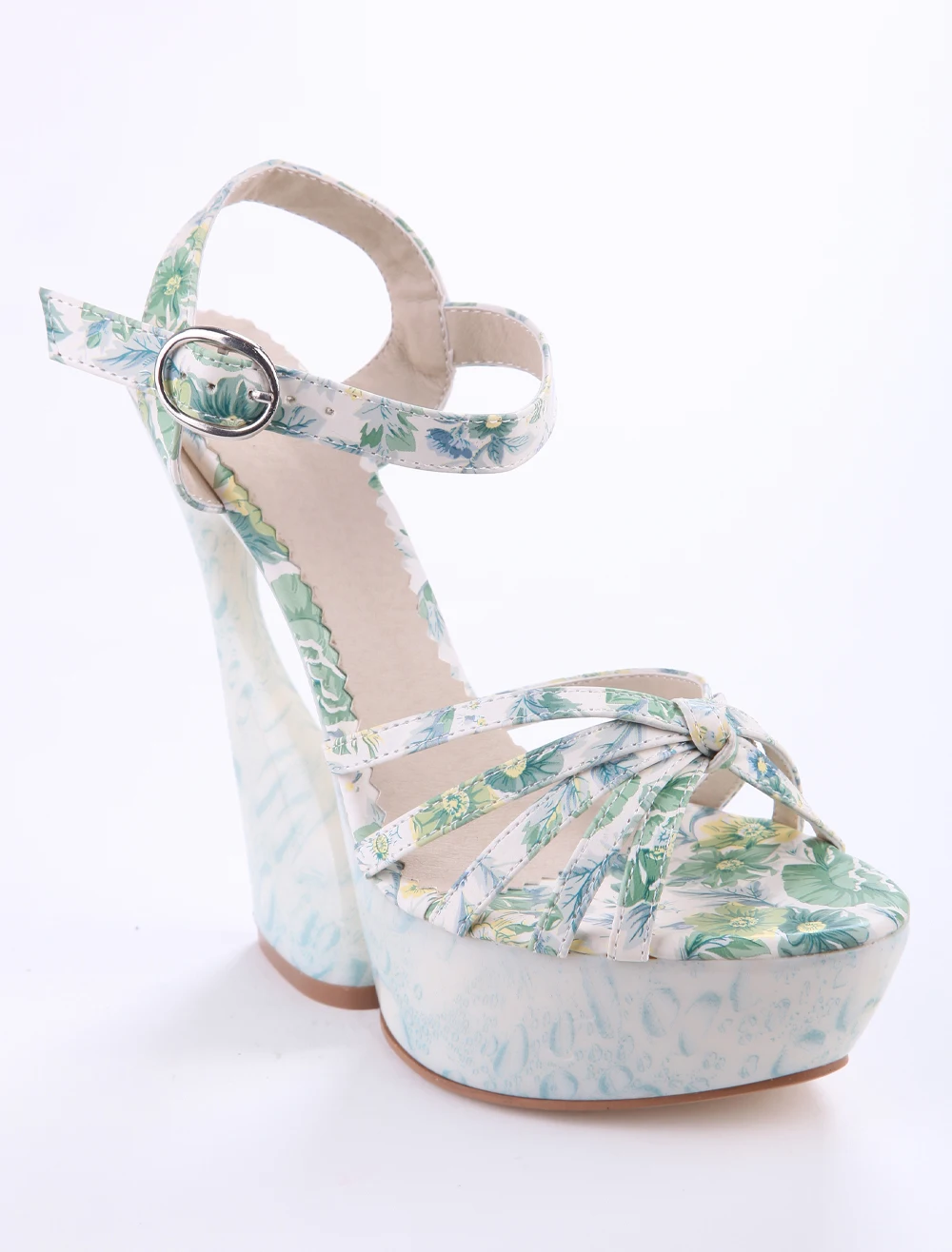 

Strange Style Heel Sandals Plant Flower Pattern 15cm Heels Shallow Open Toe Sandals Women Wedges Shoes Party Platform Sandals