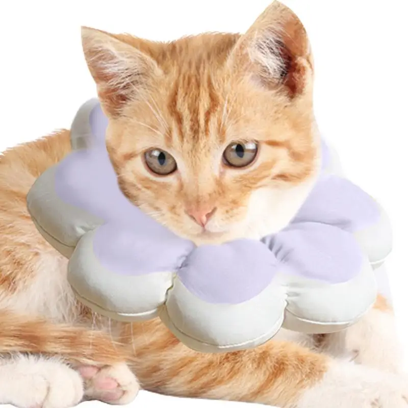 

Протектор для шеи кошки, мягкий легкий хлопковый ошейник для домашнего питомца, коническая Накладка для шеи, предотвращает лизание жевания и царапин для фото