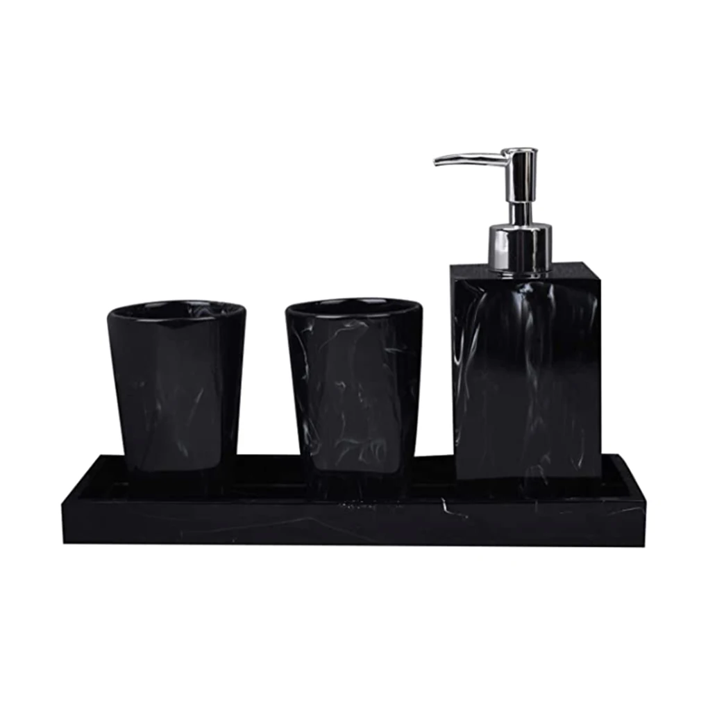 

4pcs/set Bathroom Set Resin Toothbrush Cup Empty Bottle Dish Home Hotel Bath Washing Kit Accessories
