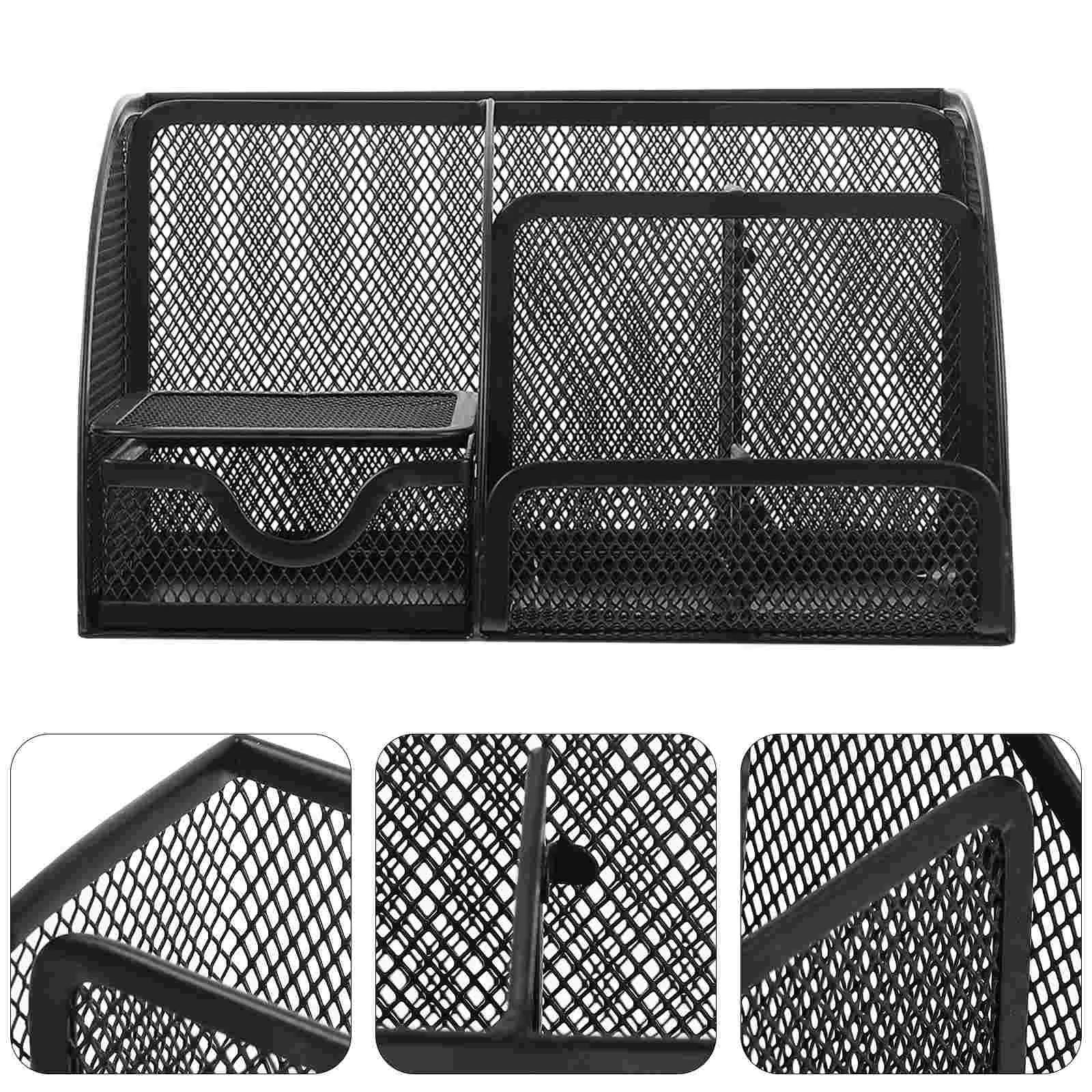 

Mesh Desk Organizer Office Tabletop Storage Box Iron Art Sorting Box Seven-grid Box