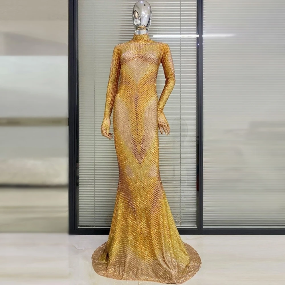 

Женское сексуальное облегающее платье до пола со стразами, элегантное вечернее платье для праздника, Новое поступление 2023