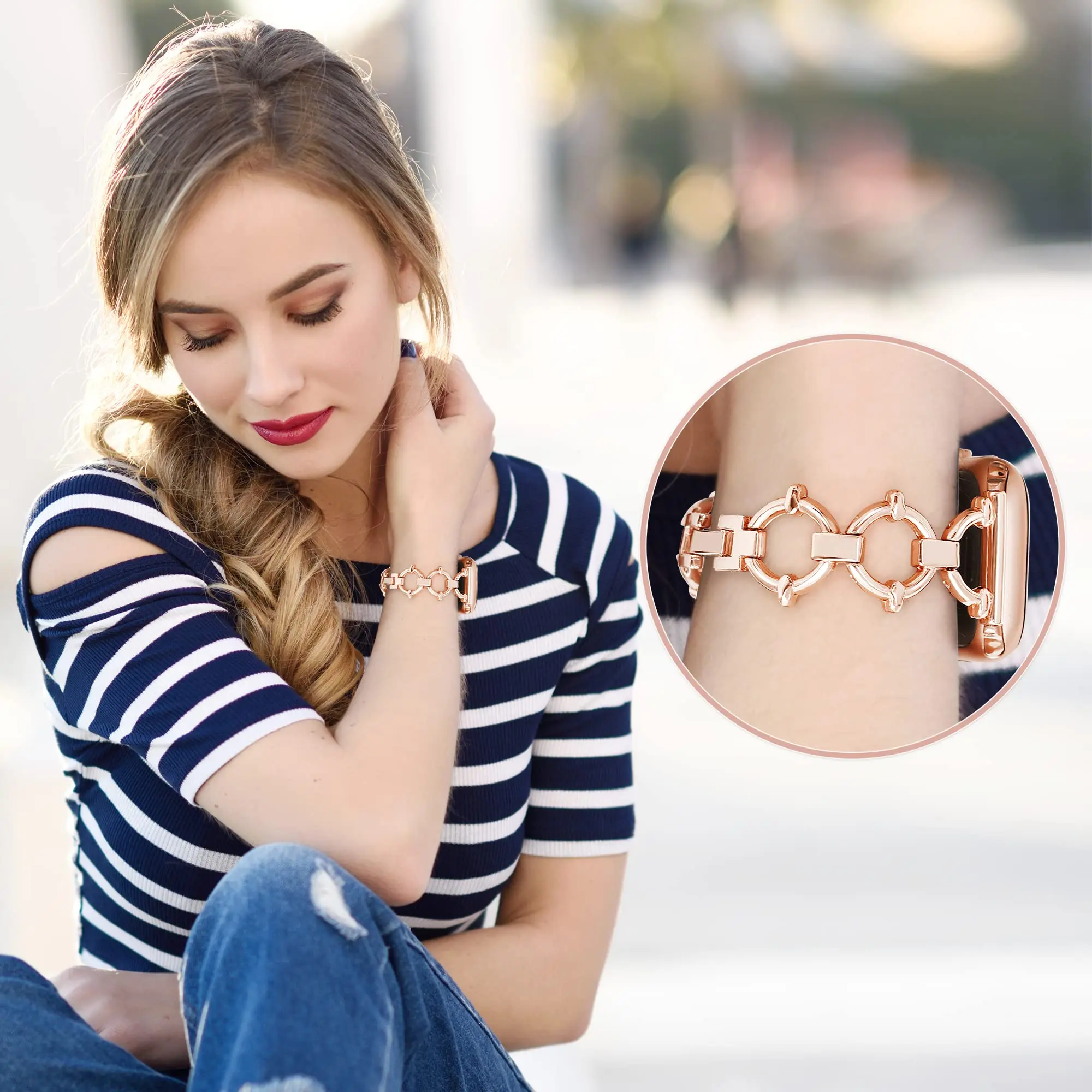 Luxury Metal strap for Apple watch band fashion bracelet chain for iwatch87654321SE Ultra 38 40 41 42 44 45 49mm wrist women men