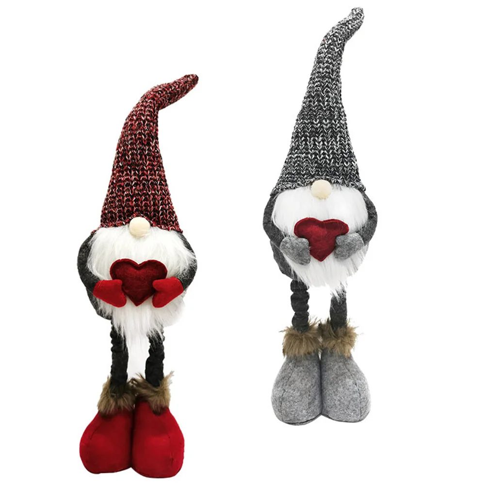 

2pcs Adorable Gnome Decor Christmas Holiday Ornaments Gift Telescopic Doll