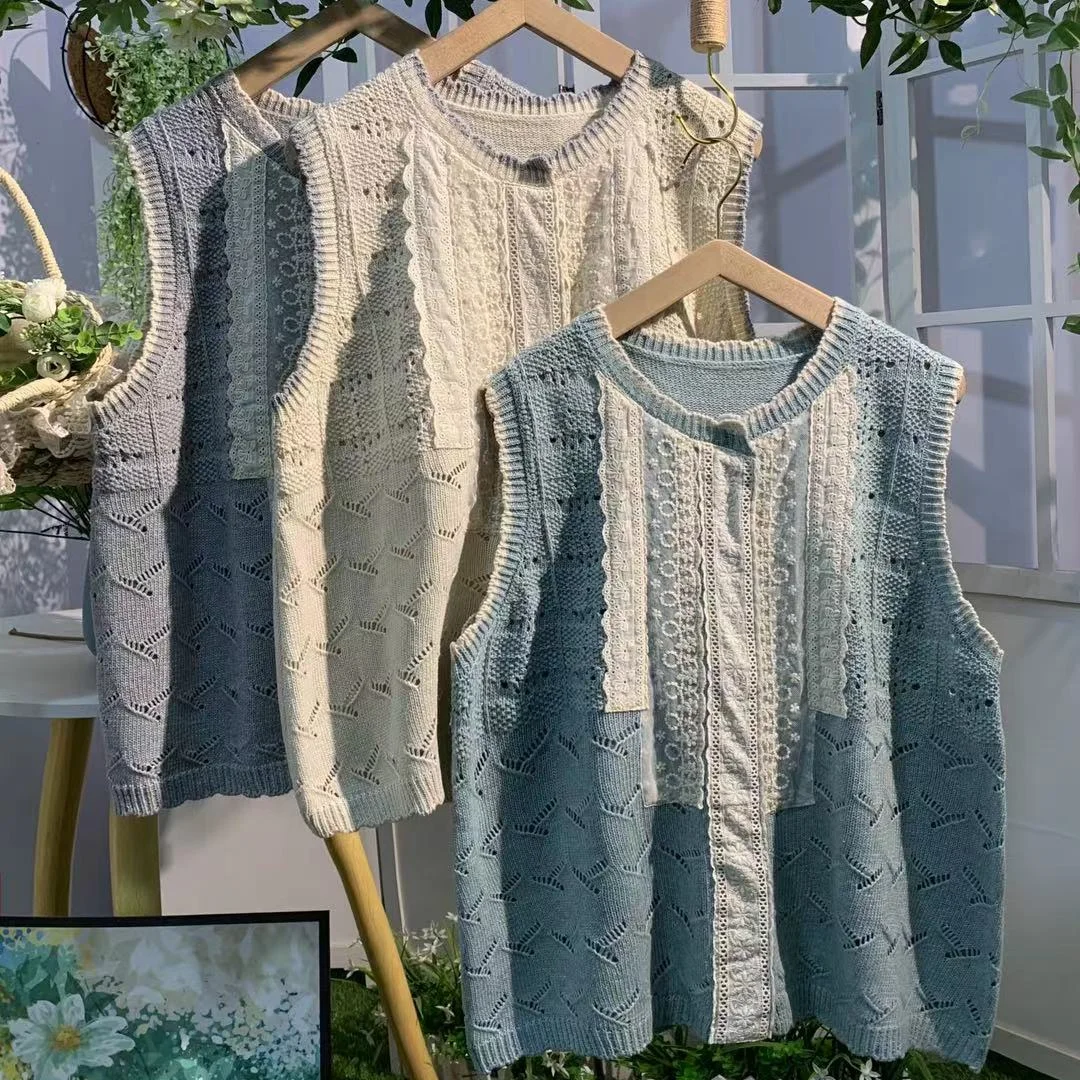 

Женский свитер в стиле мори, свободный винтажный свитер с вышивкой и круглым вырезом, в стиле пэчворк