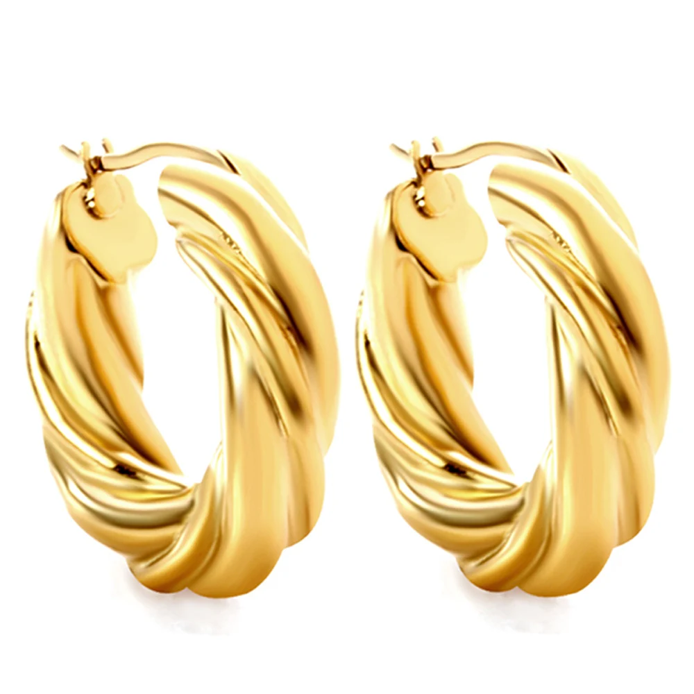 

Vintage Fashion Twist Metal Intertwine Design Earrings Stainless Steel Exquisite Hoop Ear Piercing Jewelry For Women Party Gifts