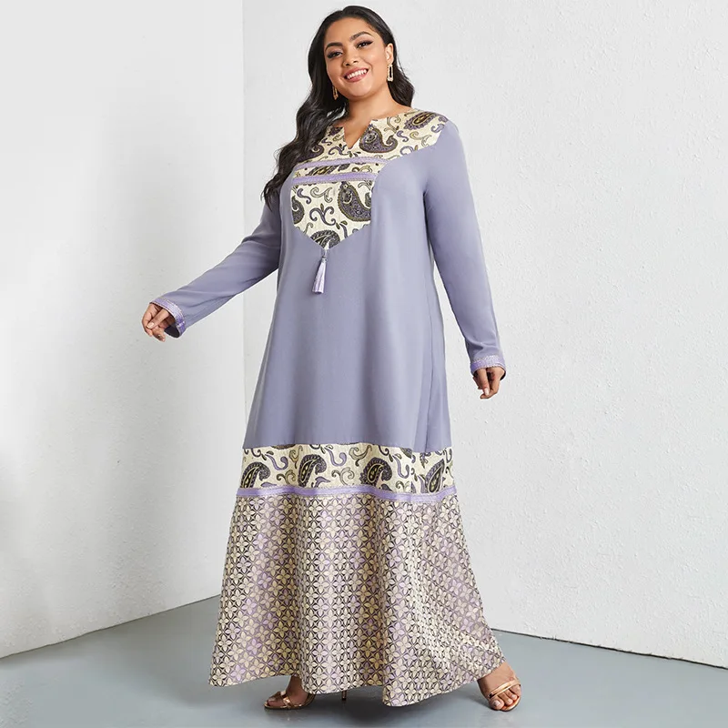 Женское винтажное платье-макси, свободное платье в стиле Дубая