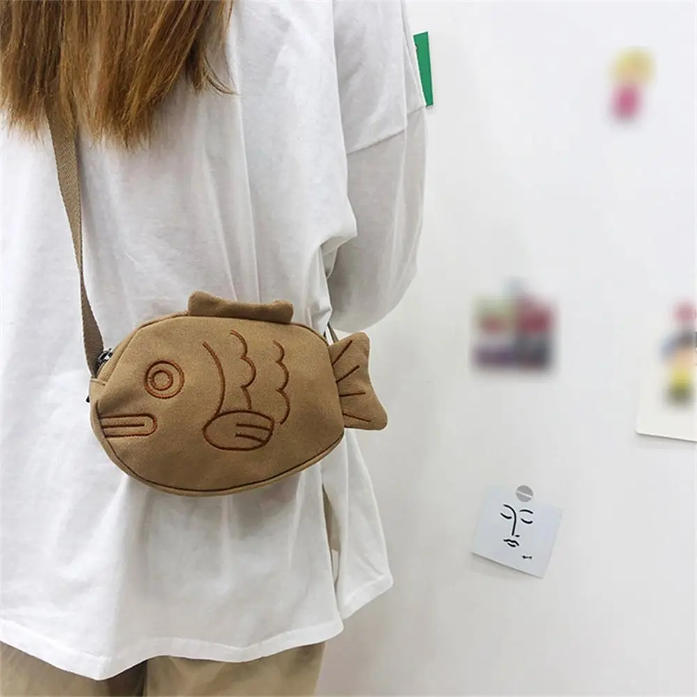 

Мультяшная сумка Taiyaki через плечо, повседневная Холщовая Сумка большой вместимости в японском стиле, дорожная сумка через плечо