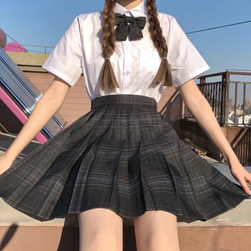 School Girl Uniform Jk Plaid Skirt Women Y2k High-waisted Pleated Sexy Black Mini Female Kawaii Harajuku Short |