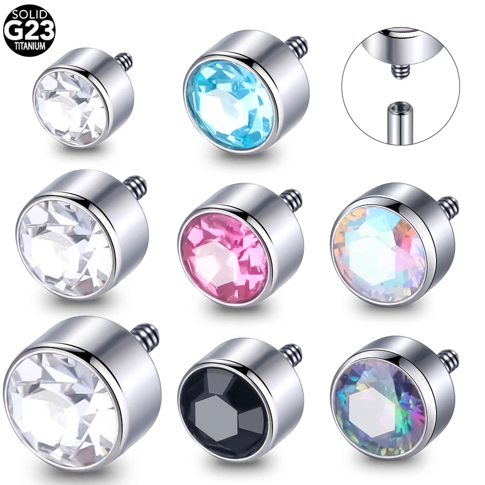 Titanium 3/4/5mm Round CZ Dermal Anchor Top Piercing Skin Diver Surface Ring Micro Retainers Implant Base Stud Body Jewelry 16G