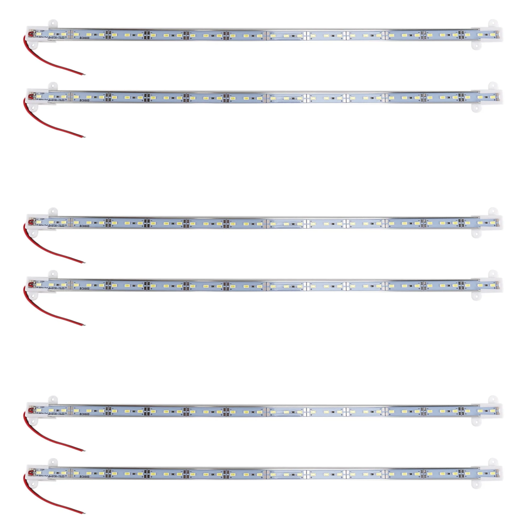

6x 50CM 12V 36 LED 5630 SMD Hard Strip Light Aluminum Shell With End Cap White