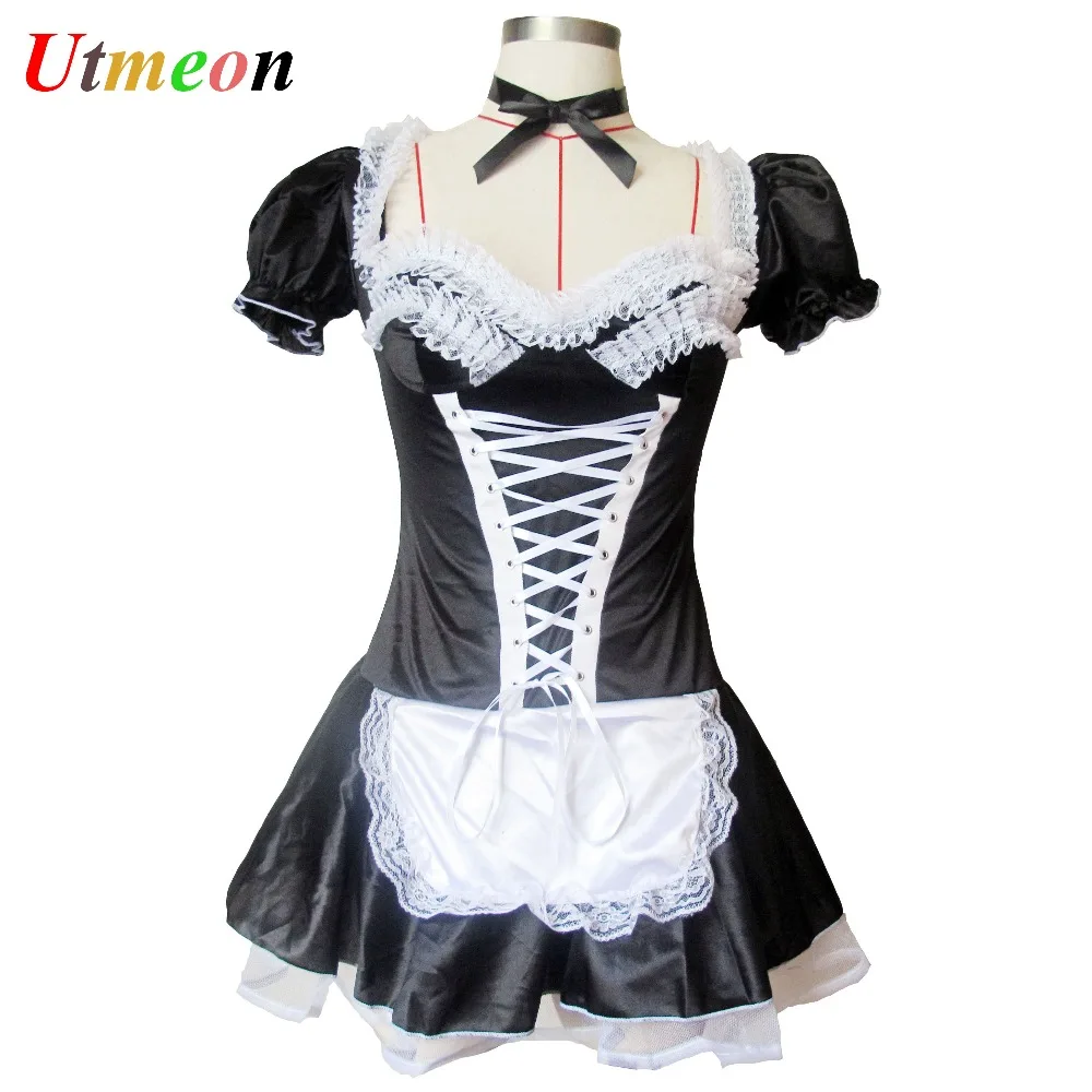 Sexy Women's French Maid Cosplay Lingerie Big size Halloween Costume for Women Maid Dress Exotic Servant Cosplay Maids Outfit