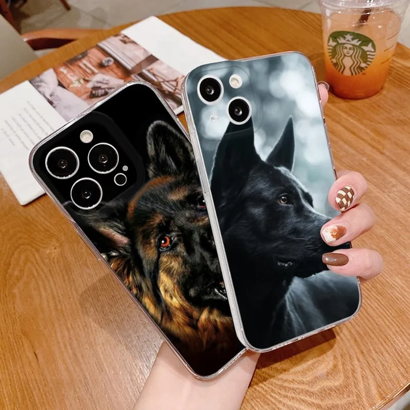 

German Shepherd Phone Case FOR IPhone 14 13 12 11 Pro Plus X 13 Pro MAX XR XS MINI Transparent Covers
