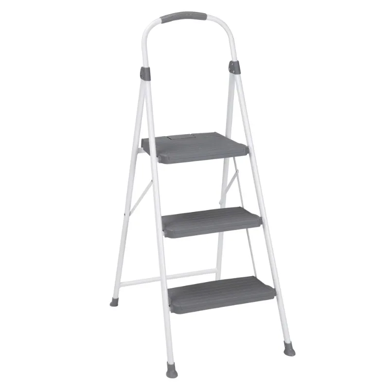 

3 Step Premium Folding Stool, White Gray ladder for home folding ladder