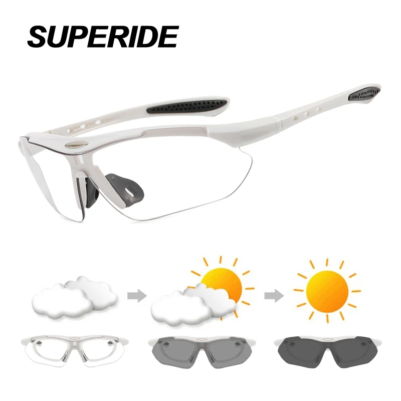 SUPERIDE Men Women Photochromic Cycling Sunglasses Outdoor U