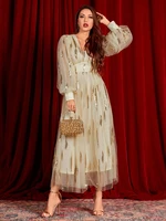 toleen womens luxury maxi dresses 2022 chic elegant long sleeve v neck slim sequin turkish evening party festival robe vestidos