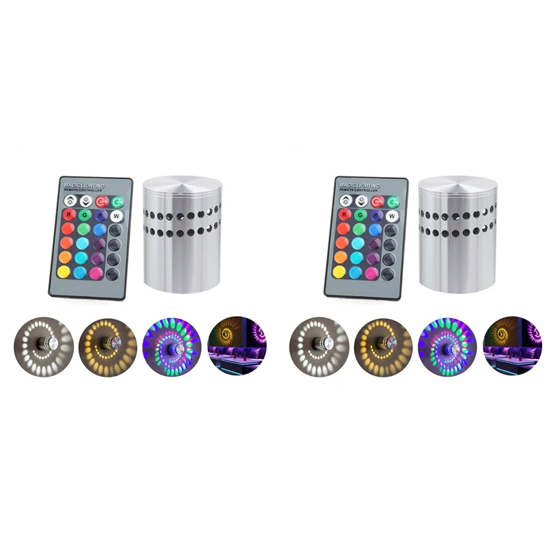 

Promotion! 2X Colorful RGB Spiral Hole Wall Lamp Surface Install LED Light Luminaire Lighting