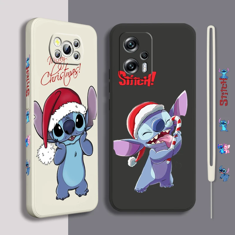 

Christmas Stitch cute For Xiaomi POCO X5 M5 C40 M4 X4 F4 C40 X3 NFC F3 GT M4 M3 M2 Pro 4G 5G Liquid Left Rope Phone Case Fundas