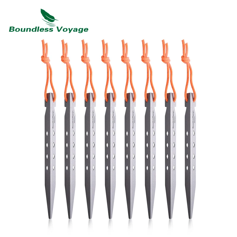 

Boundless Voyage Tent Nail 6/8pcs Titanium Tent Peg V Shape Titanium Spike Windproof Outdoor Camping Tent Accessories Tent Stake