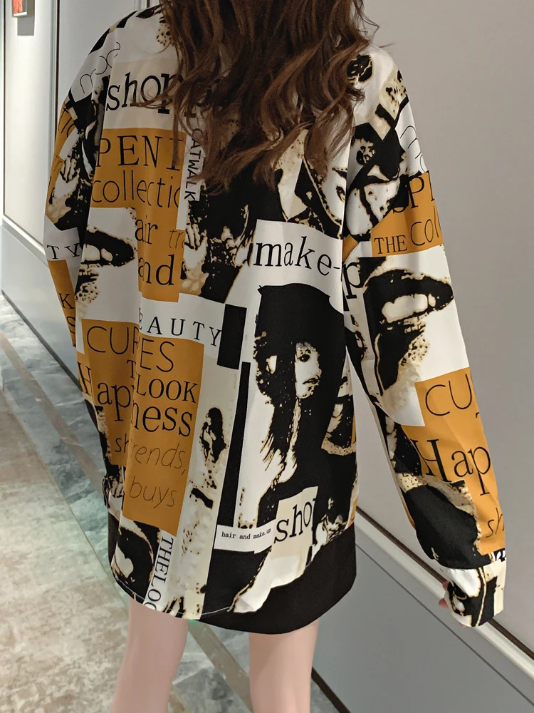 Женские рубашки с длинным рукавом и гонконгским принтом новинка 2024 ретро